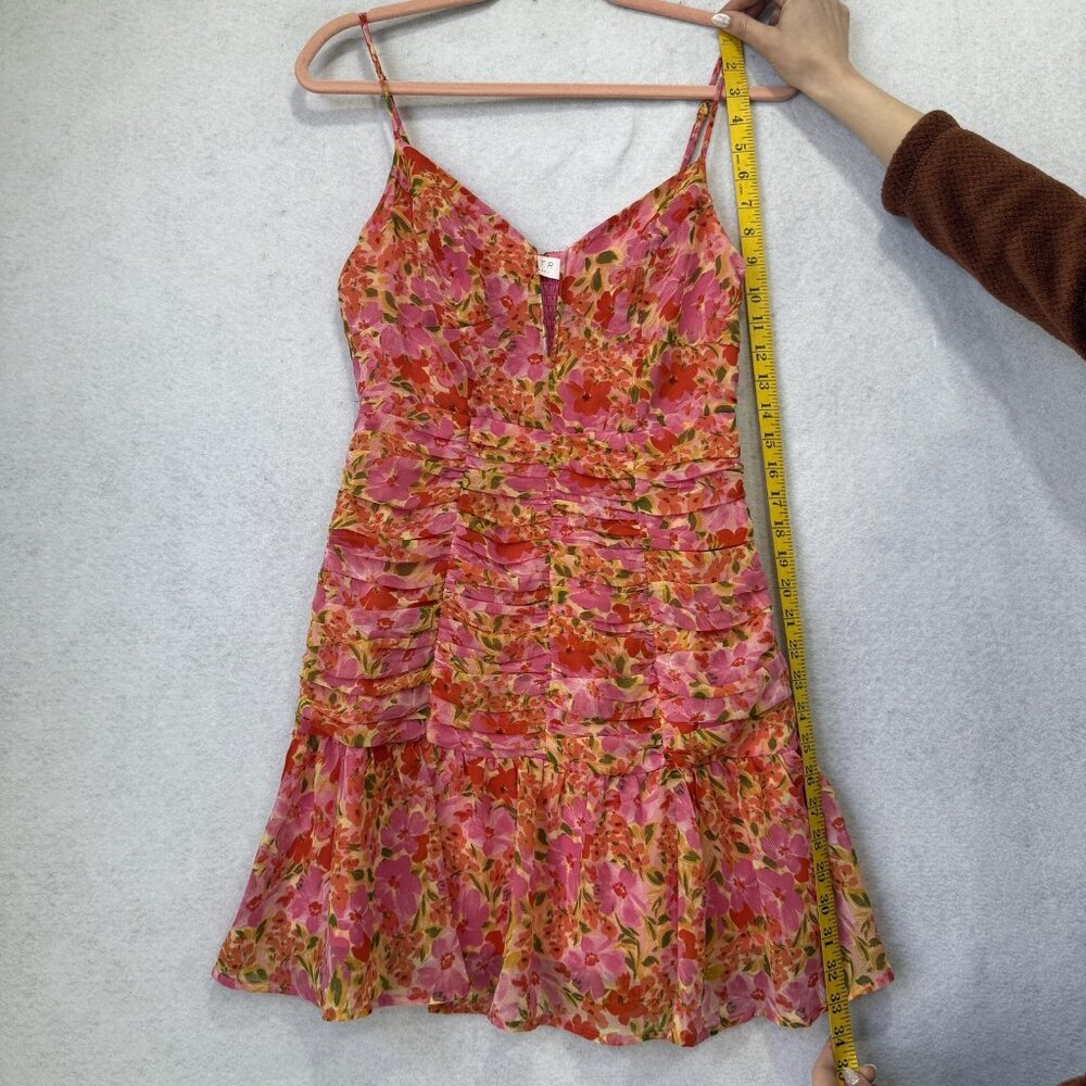 ASTR The Label Dress Womens Medium Pink Floral Ruched Mini Sundress ACDR101237 - Picture 4 of 9